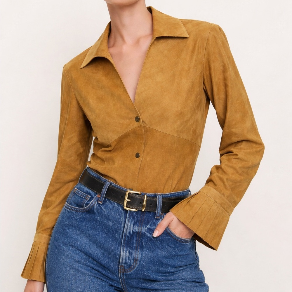 Vintage Corduroy Turn Lock Button Front‎ Shirt